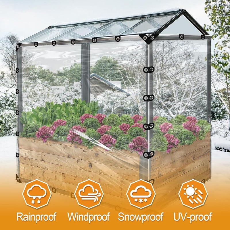 Beeplove 10x10ft Anti-Tear Clear Tarp Waterproof for Patio Winterizing - 2pcs Windproof Poly Tarpaulin, Heavy Duty Transparent Enclosure with Grommets for Covering Chicken Coops Greenhouse Garden Plants - Image 5